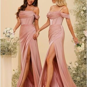 Prom 2025- Wine Red corset dress, off shoulder